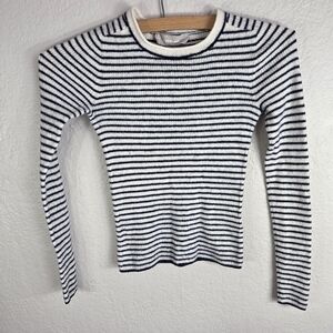 Everlane Striped Long Sleeve Pullover Top Size XS Merino Wool Black/White Womens